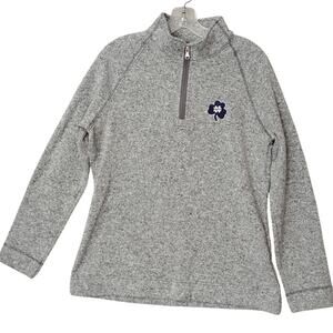 Champion Notre Dame Blue Shamrock Zip Up Sweatshirt Size Large Marled Gray